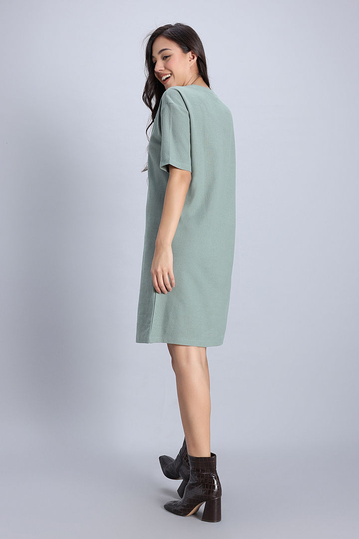 Zivame 2 Mile Fashion Knit Cotton Loungewear Dress - Iceberg Green — image 4